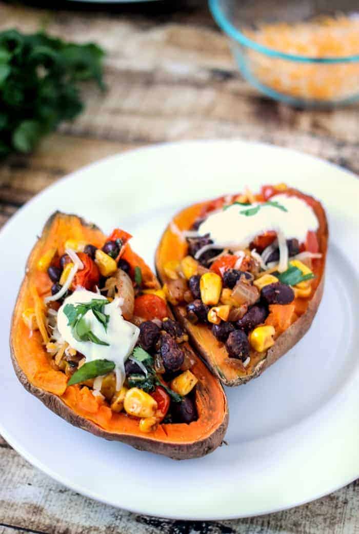 sweet potato stuffed with mexican ingredients